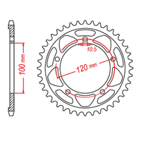 MTX 713 STEEL REAR SPROCKET 525 PITCH 40-TEETH - 11-713-40