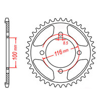 MTX 462 STEEL REAR SPROCKET 428 PITCH 51-TEETH - 11-462-51