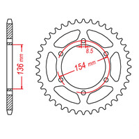 MTX 009 STEEL REAR SPROCKET 520 PITCH 47-TEETH - 11-BM9-47