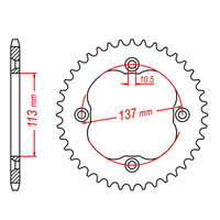 MTX 1760 STEEL REAR SPROCKET 520 PITCH 36-TEETH - 11-1760-36