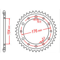 MTX 1340 STEEL REAR SPROCKET 530 PITCH 44-TEETH - 11-MT4-44