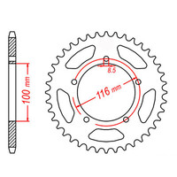 MTX 464 STEEL REAR SPROCKET 420 PITCH 45-TEETH - 11-121-45