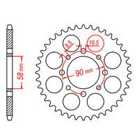 MTX 273 STEEL REAR SPROCKET 520 PITCH 43-TEETH - 11-KP9-43