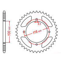 MTX 461 STEEL REAR SPROCKET 420 PITCH 49-TEETH - 11-207-49