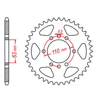 MTX 890 STEEL REAR SPROCKET 520 PITCH 45-TEETH - 11-D39-45