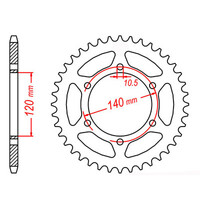 MTX 498 STEEL REAR SPROCKET 525 PITCH 42-TEETH - 11-ZXR-42