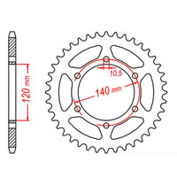 MTX 498 STEEL REAR SPROCKET 525 PITCH 43-TEETH - 11-ZXR-43