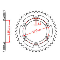 MTX 828 STEEL REAR SPROCKET 520 PITCH 42-TEETH - 11-142-42