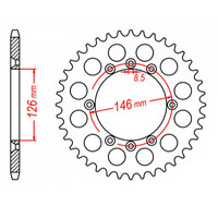 MTX 805 STEEL REAR SPROCKET 428 PITCH 50-TEETH - 11-01A-50