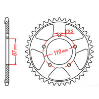 MTX 829 STEEL REAR SPROCKET 530 PITCH 45-TEETH - 11-27A-45