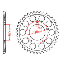 MTX 807 STEEL REAR SPROCKET 525 PITCH 45-TEETH - 11-33C-45