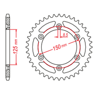 MTX 897 STEEL REAR SPROCKET 520 PITCH 41-TEETH - 11-KM1-41