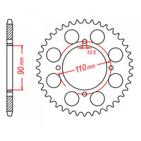 MTX 840 STEEL REAR SPROCKET 530 PITCH 37-TEETH - 11-12R-37