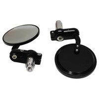 WHITES HANDLEBAR BAR END MIRRORS PAIR - BLACK