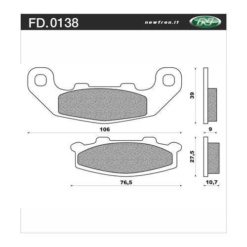 NEWFREN BRAKE PADS - FD0138-BT TOURING ORGANIC   