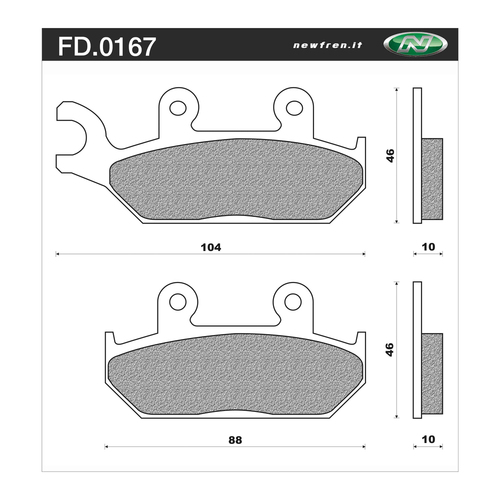 NEWFREN BRAKE PADS - FD0167-BT TOURING ORGANIC   