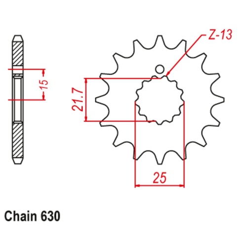 SUPERSPROX 15T 630 PITCH FRONT SPROCKET KAWASAKI/SUZUKI