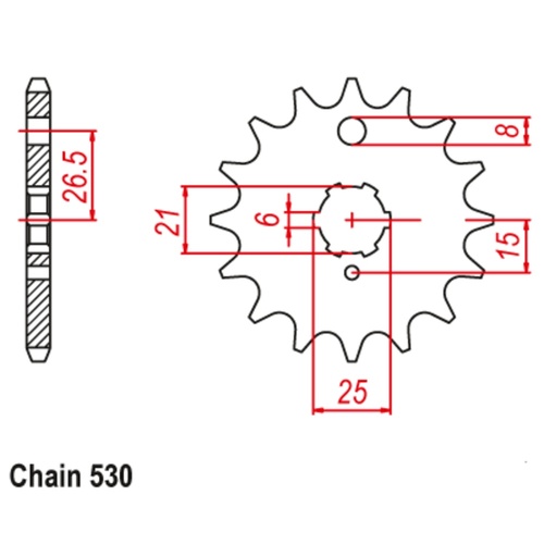 SUPERSPROX 15T 530 PITCH FRONT SPROCKET KAWASAKI Z400/440 