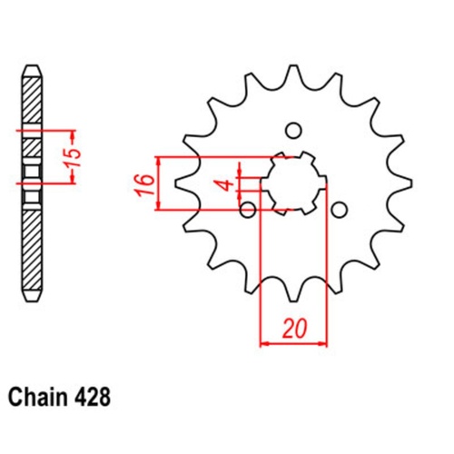 SUPERSPROX 14T 428 PITCH FRONT SPROCKET KH100;KV175;KE125 