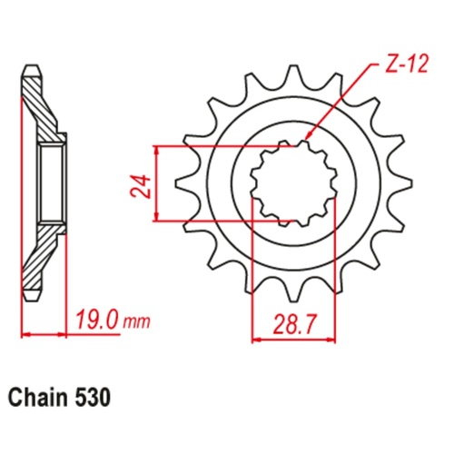 SUPERSPROX 17T 530 PITCH FRONT SPROCKET KAWASAKI 
