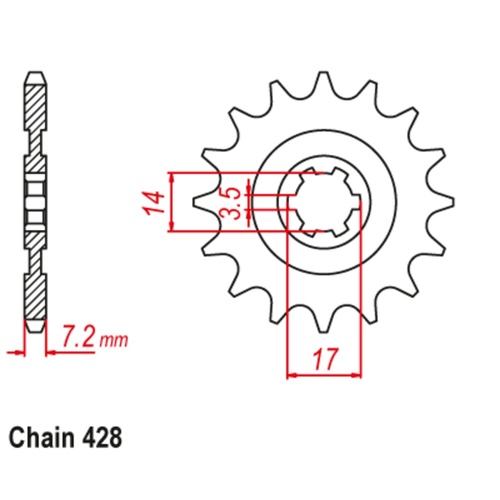 SUPERSPROX 14T 428 PITCH FRONT SPROCKET KAWASAKI KLX140