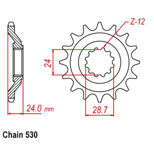 SUPERSPROX 17T 530 PITCH FRONT SPROCKET KAWASAKI/SUZUKI 