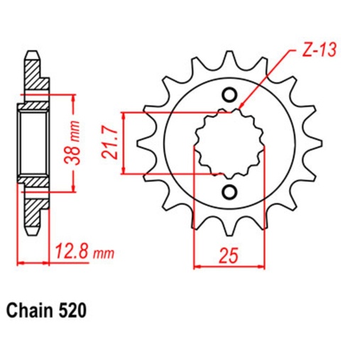 SUPERSPROX 14T 520 PITCH FRONT SPROCKET KAWASAKI 