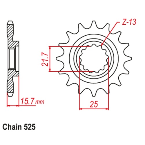SUPERSPROX 15T 525 PITCH FRONT SPROCKET KAWASAKI 