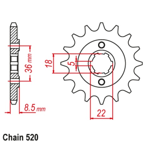 SUPERSPROX 14T 520 PITCH FRONT SPROCKET YAMAHA SRX250