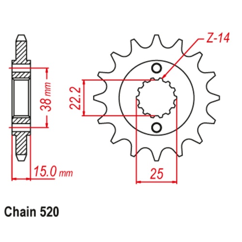 SUPERSPROX 15T 520 PITCH FRONT SPROCKET DUCATI