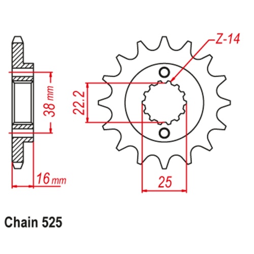 SUPERSPROX 14T 525 PITCH FRONT SPROCKET DUCATI