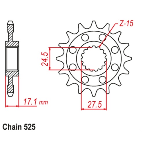 SUPERSPROX 15T 525 PITCH FRONT SPROCKET DUCATI 1199/1299 PANIGALE