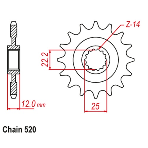 SUPERSPROX 12T 520 PITCH FRONT SPROCKET GAS GAS 