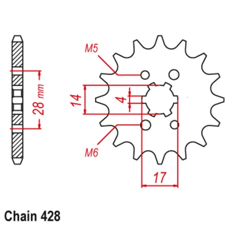SUPERSPROX 14T 428 PITCH FRONT SPROCKET 