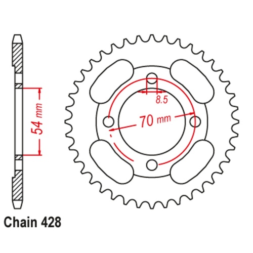 SUPERSPROX 45T 428 PITCH HONDA CT110 G-P REAR SPROCKET 