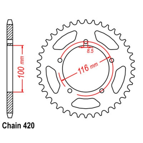 SUPERSPROX 43T 420 PITCH KAWASAKI KX60/80 REAR SPROCKET 