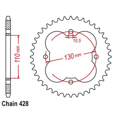 SUPERSPROX 50T 428 PITCH HONDA REAR SPROCKET 