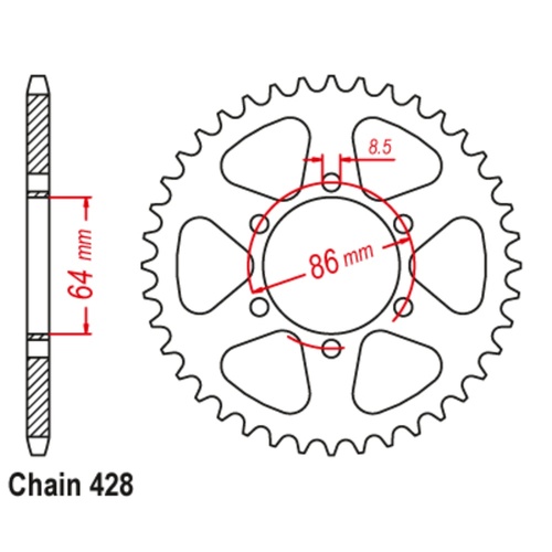 SUPERSPROX 48T 428 PITCH KAWASAKI REAR SPROCKET