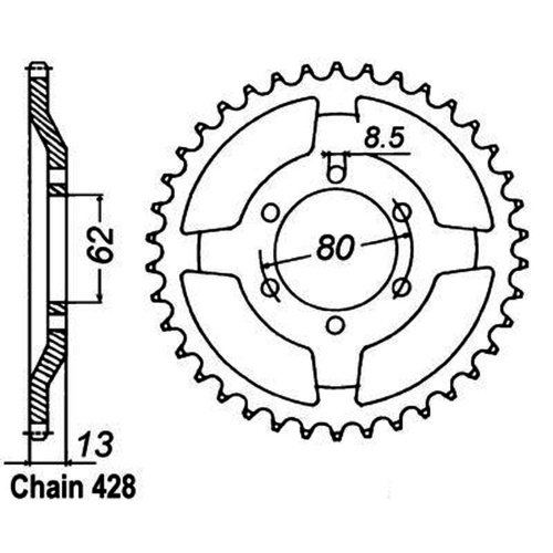 SUPERSPROX 45T 428 PITCH YAMAHA REAR SPROCKET 