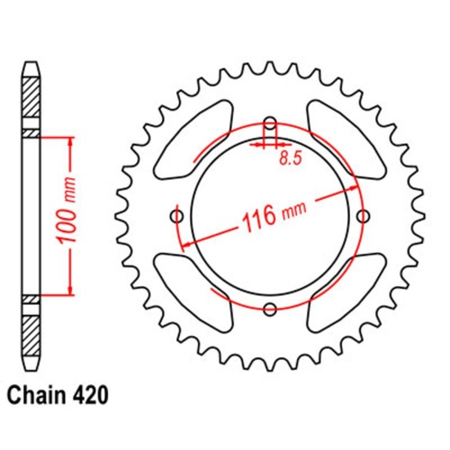 SUPERSPROX 47T 420 PITCH KAWASAKI KX80/85/100 REAR SPROCKET 