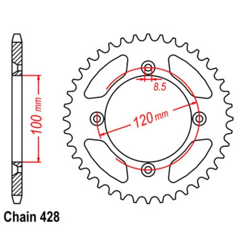 SUPERSPROX 45T 428 PITCH SUZUKI/YAMAHA REAR SPROCKET 