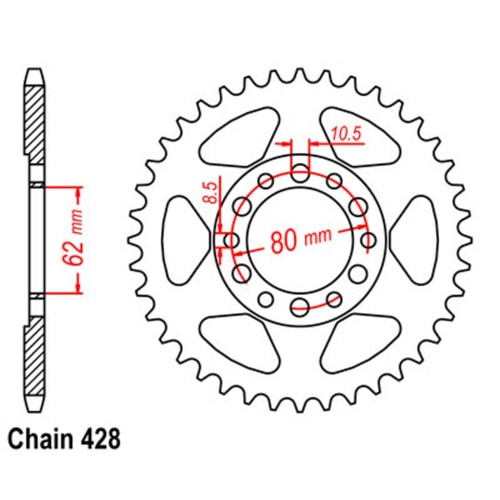 SUPERSPROX 40T 428 PITCH YAMAHA REAR SPROCKET 