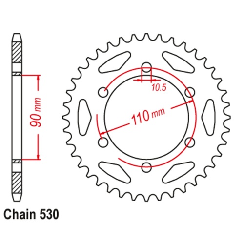 SUPERSPROX 34T 530 PITCH YAMAHA REAR SPROCKET 
