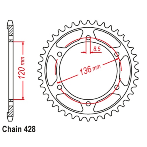 SUPERSPROX 48T 428 PITCH YAMAHA XT250 08-12 REAR SPROCKET W/RUBBER CUSH DRIVE