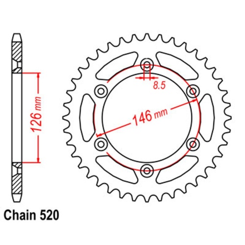 SUPERSPROX 42T 520 PITCH SUZUKI REAR SPROCKET 