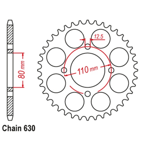 SUPERSPROX 38T 630 PITCH HONDA REAR SPROCKET 