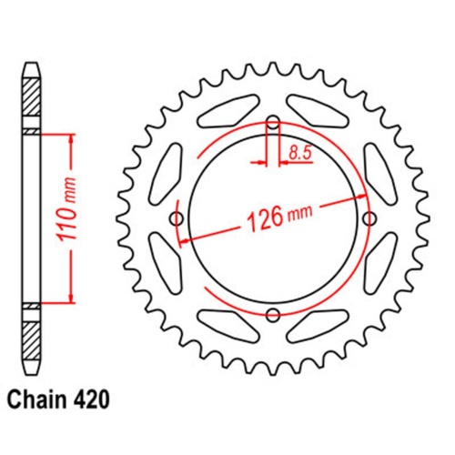 SUPERSPROX 45T 420 PITCH KAWASAKI KX65 REAR SPROCKET 