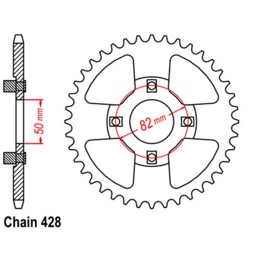 SUPERSPROX 42T 428 PITCH HONDA REAR SPROCKET 