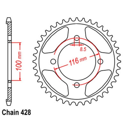 SUPERSPROX 50T 428 PITCH KAWASAKI KLX140 REAR SPROCKET 