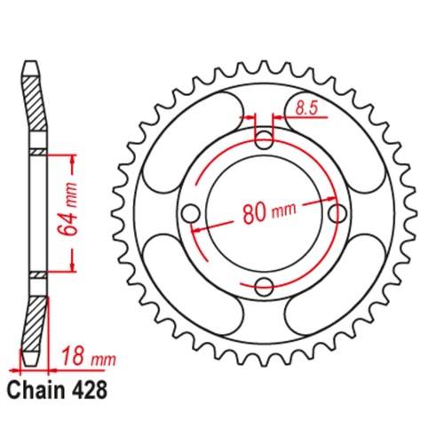 SUPERSPROX 47T 428 PITCH YAMAHA REAR SPROCKET 